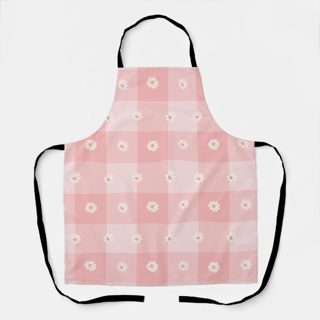 Tablier Damier Pêche et Marguerite (Recto)