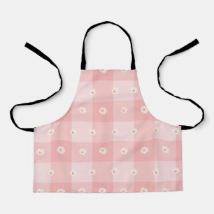 Tablier Damier Pêche et Marguerite