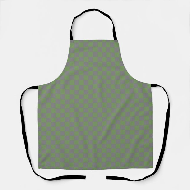 Tablier Damier Vichy Vert Gris (Recto)
