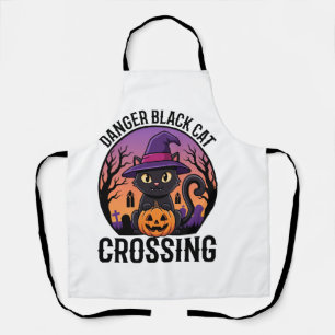 Tablier Danger Halloween Chat Noir Traversée