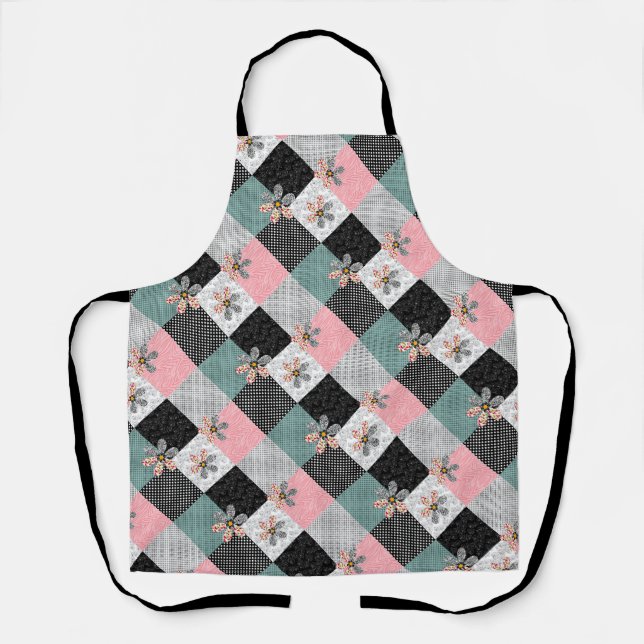Tablier Dans un motif rustique patchwork de couleurs multi (Recto)