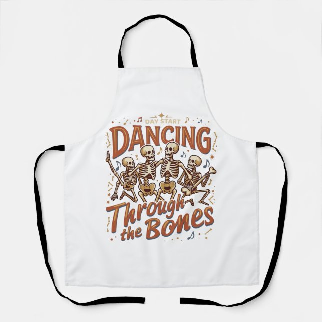 Tablier Danse à travers les squelettes d'Halloween Musique (Recto)