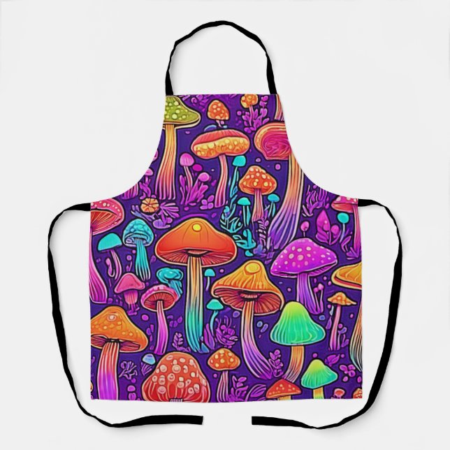 Tablier Danse de champignons néon fluides (Recto)