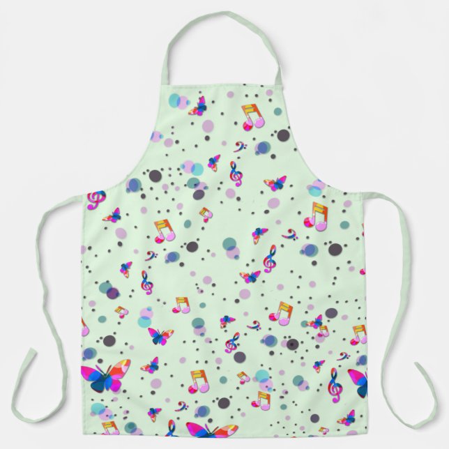 Tablier Danse de Musique de Couleurs sur Vert (Recto)