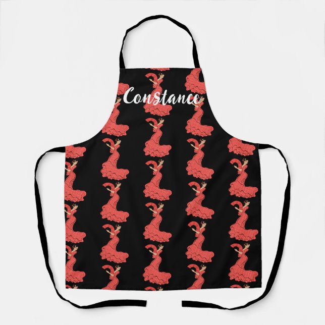Tablier Danseuse espagnole Flamenco Nom personnalisé Apron (Recto)