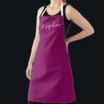 Tablier Dark Pink Simple Chic Elegant Nom du script Apron<br><div class="desc">Faites-lui sentir spécial et élégant dans la cuisine ou le jardin avec notre Dark Pink Simple Chic Elegant Script Name Apron. Ce tablier personnalisé est un cadeau parfait pour inspirer et encourager ses talents de cuisinière, de cuisine ou d'accompagnement à ses plantes. Conçu avec simplicité et élégance à l'esprit, cet...</div>