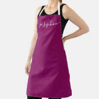 Dark Pink Simple Chic Elegant Nom du script Apron