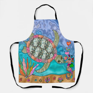 Tablier d'art Tortue de mer Hippocampe Psychédéliq