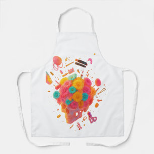 Tablier d'artiste crâne coloré – Crâne floral créa