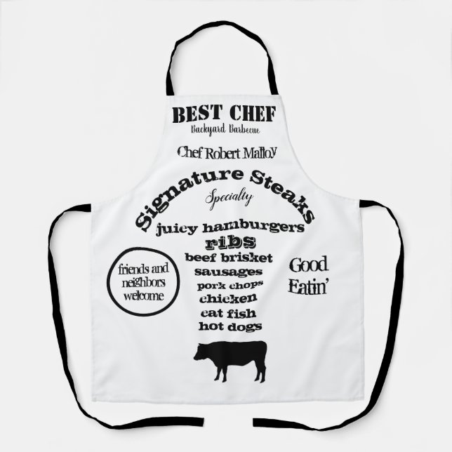 Tablier de barbecue Meilleur Chef silhouette de bœ (Recto)
