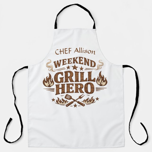 Tablier de BBQ de héros de grill personnalisé de w (Recto)