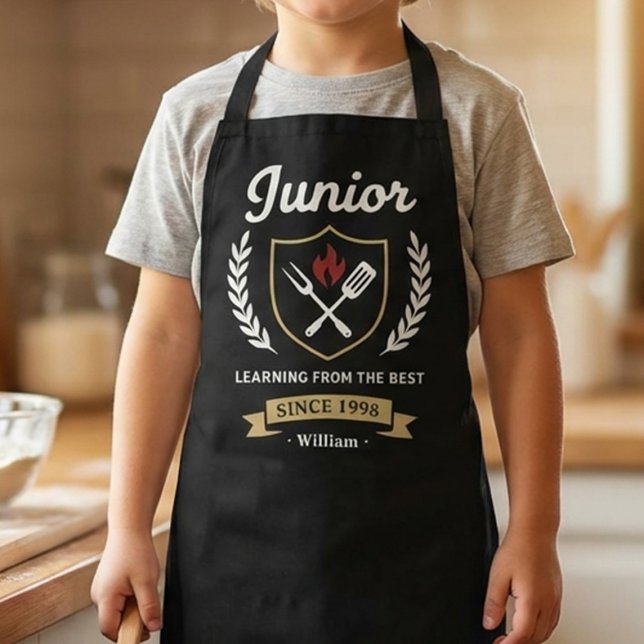 Tablier de BBQ Emblème Junior Griller Papa Grillar (Custom Kids Kitchen Apron Gift Idea)