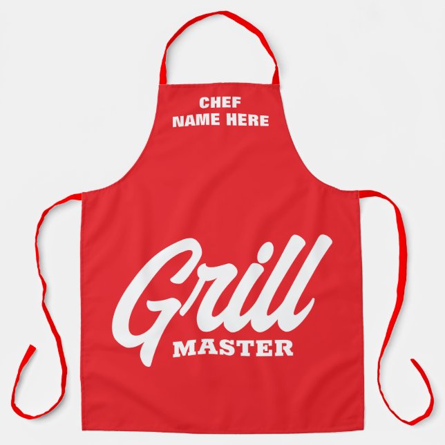 Tablier de BBQ Grill Master rouge personnalisé pou (Recto)