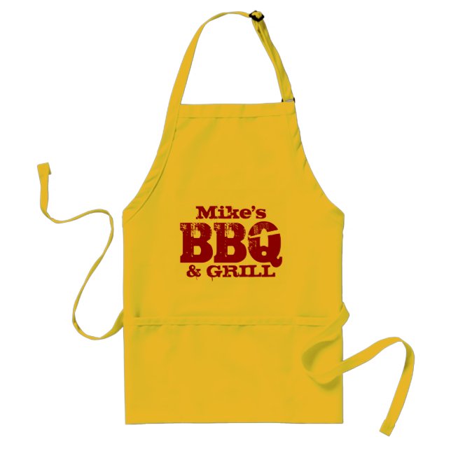 Tablier de BBQ personnalisé avec nom pour hommes | (Devant)