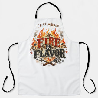 Tablier de BBQ personnalisé Fire & Flavor | Nom pe