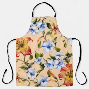 Tablier De beaux lys de tigre et de petites fleurs bleues