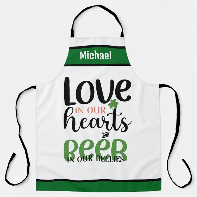 Tablier de bière Amour Dans Nos Cœurs - Nom person (Recto)
