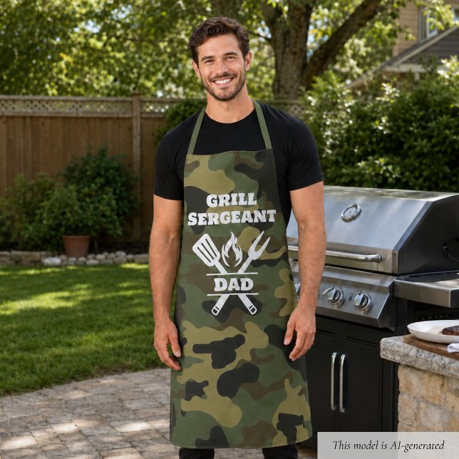 Tablier de camouflage Sergent de Grill Funny (funny grill sergeant camo apron for men with custom name)
