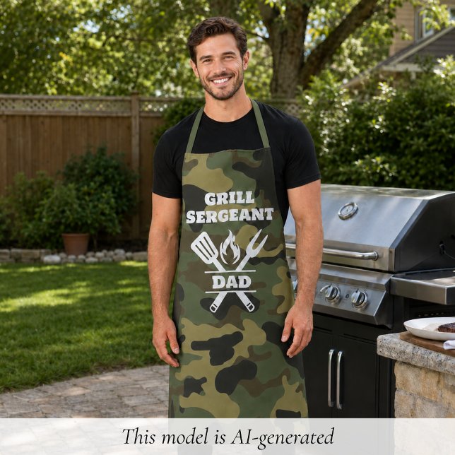 Tablier de camouflage Sergent de Grill Funny (funny grill sergeant camo apron for men with custom name)