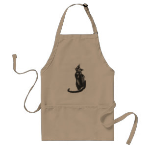 Tablier de chat noir. Cuisson, jardinage, artisana