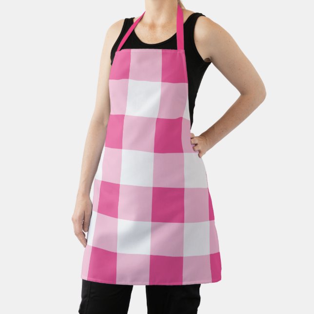 Tablier de chef à carreaux buffle rose et blanc (Insitu)