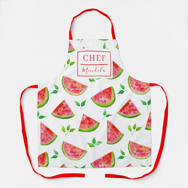 Tablier de chef à motif de pastèque personnalisé (Recto)