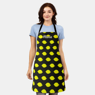 Tablier de chef de cuisine noir à motif de citron