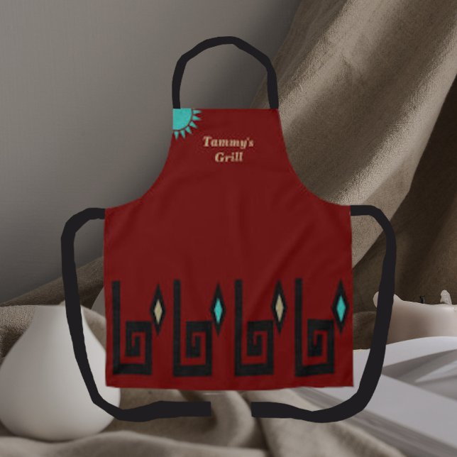 Tablier de chef de style aztèque sud-ouest rouge c (Créateur téléchargé)