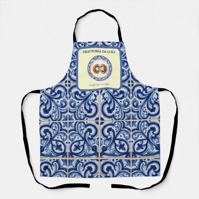 Tablier de chef en carreau de majolique sicilien A (Recto)