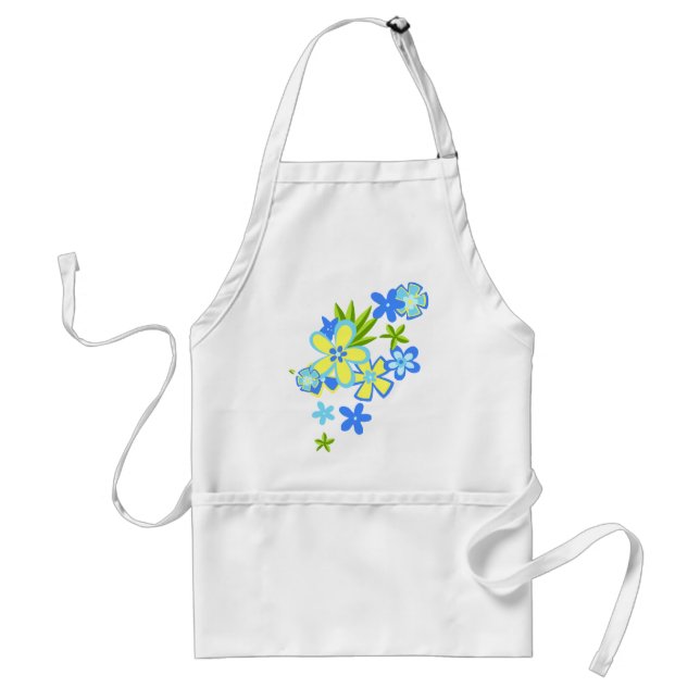 Tablier de chef Fleurs de Hula célestes (Devant)