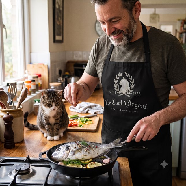 Tablier de chef Le Chat d'Argent Édition Noire | (Preparing is caring.)