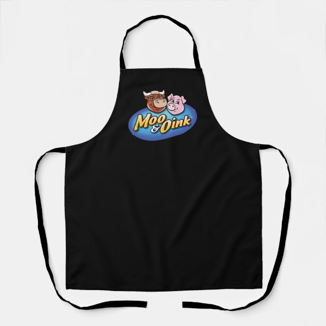 Tablier de chef noir Moo & Oink (Recto)