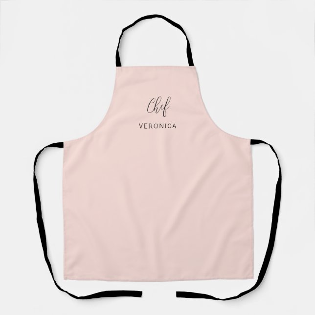 Tablier de chef personnalisé | Tablier rose blush  (Recto)