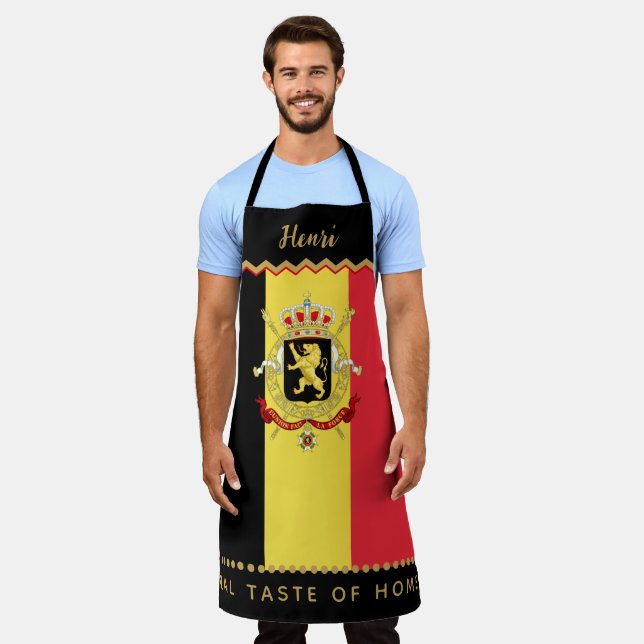 Tablier de chefs belges, cuisine, tablier du drape (Porté)