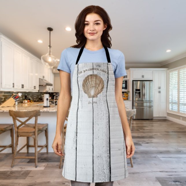 Tablier de coquille de pétoncle vintage (Vintage Scallop Shell Personalized Apron)