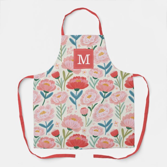 Tablier de cuisine à fleurs de pivoine rose Cute (Recto)