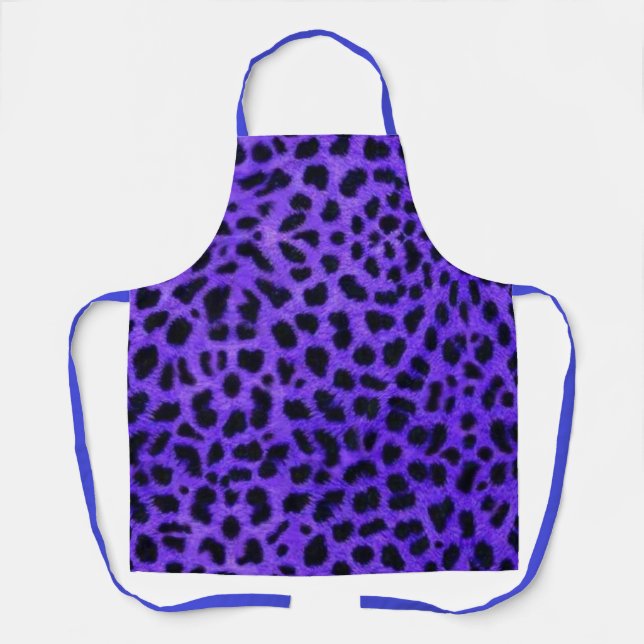 Tablier de cuisine à imprimé animal léopard bleu l (Recto)