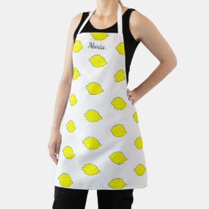 Tablier de cuisine à motif de citron jaune mignon