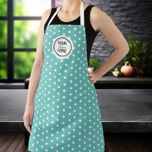 Tablier de cuisine à pois sarcelle personnalisé av