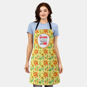 Tablier de cuisine assaisonné d'amour motif légume