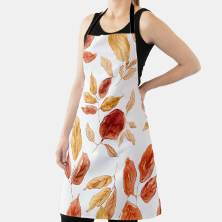 Tablier de cuisine aux feuilles d'automne en aquar