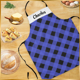 Tablier de cuisine de Noël personnalisé à carreaux