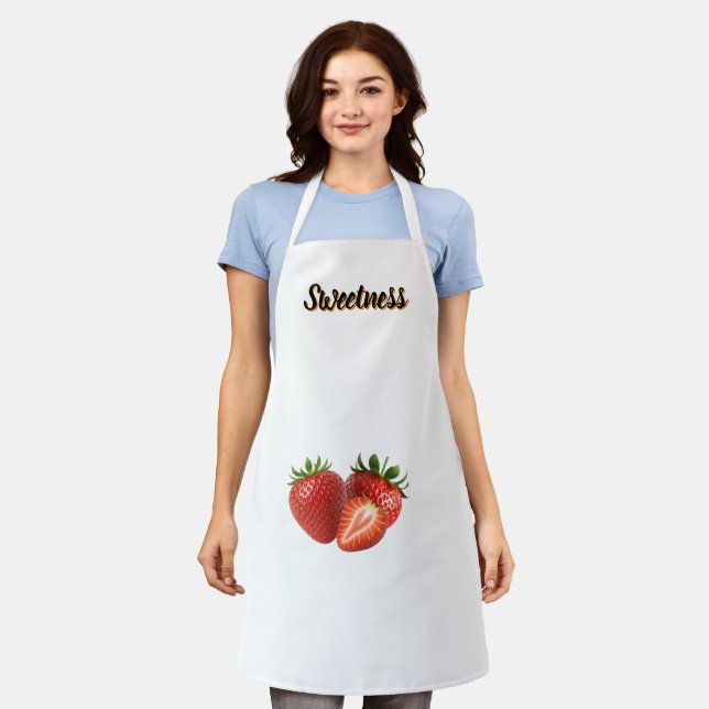 Tablier de cuisine douceur fraise  (Porté)