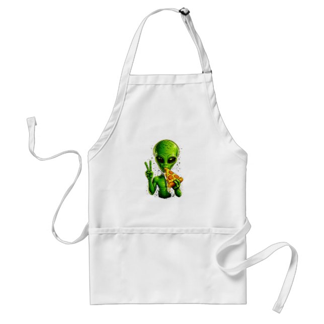 Tablier de Cuisine Drôle de Cuisinier Pizza Alien  (Devant)