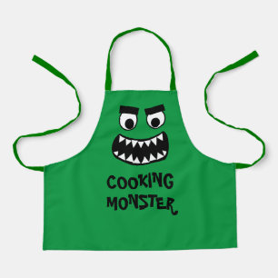Tablier de cuisine drôle vert pour enfants monstre