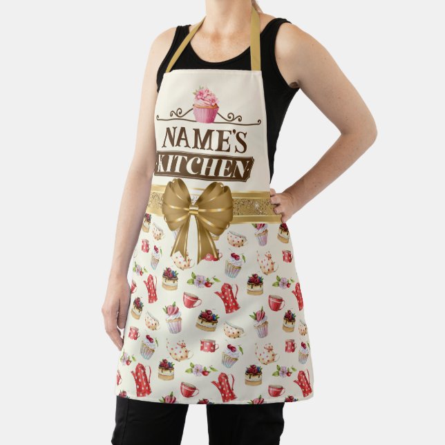Tablier de cuisine et cupcake rose aquarelle avec  (Insitu)