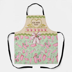 Tablier de cuisine et cupcake rose aquarelle avec