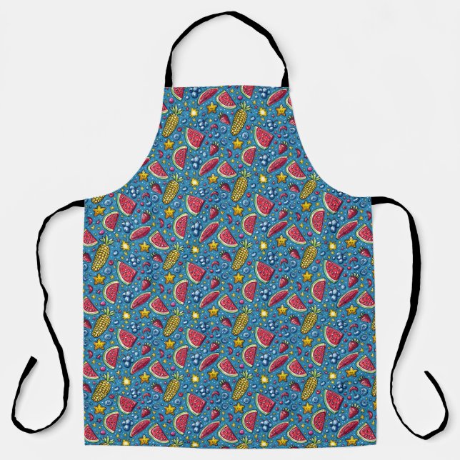 Tablier de cuisine été pastèque maïs et fruits (Recto)
