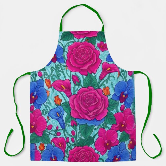 Tablier de cuisine floral vibrant (Recto)