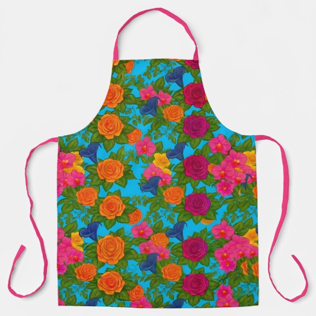 Tablier de cuisine floral vibrant (Recto)